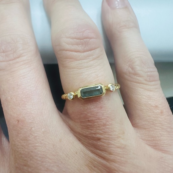 David Yurman Jewelry - Cable Collectibles® Stack Ring 18K Yellow Gold with gem and Diamonds, 2mm Sz 5